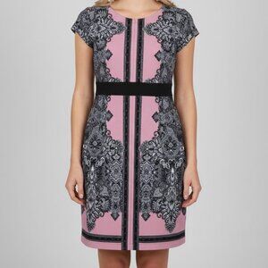 NWT Studio One NY sz large paisley print black /gray / white / black dress